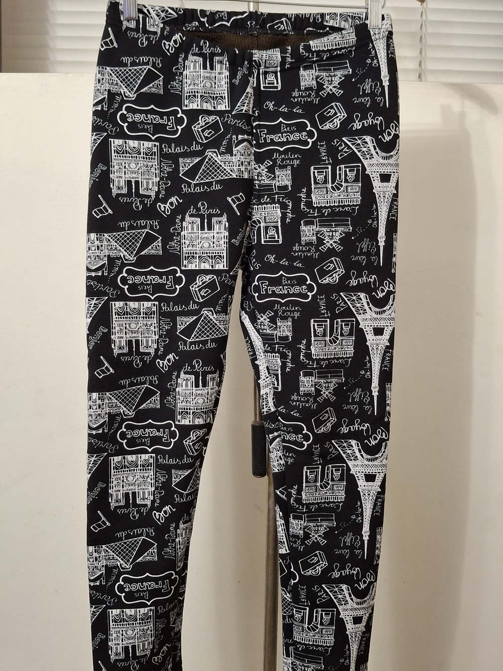 JUST COZY Fleece-Lined Leggings - Paris France Print (Size M/L)